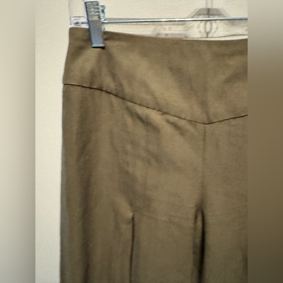 Anthropologie Elevenses moss green wide-leg pants with side buttons Size 2 - Picture 3 of 5